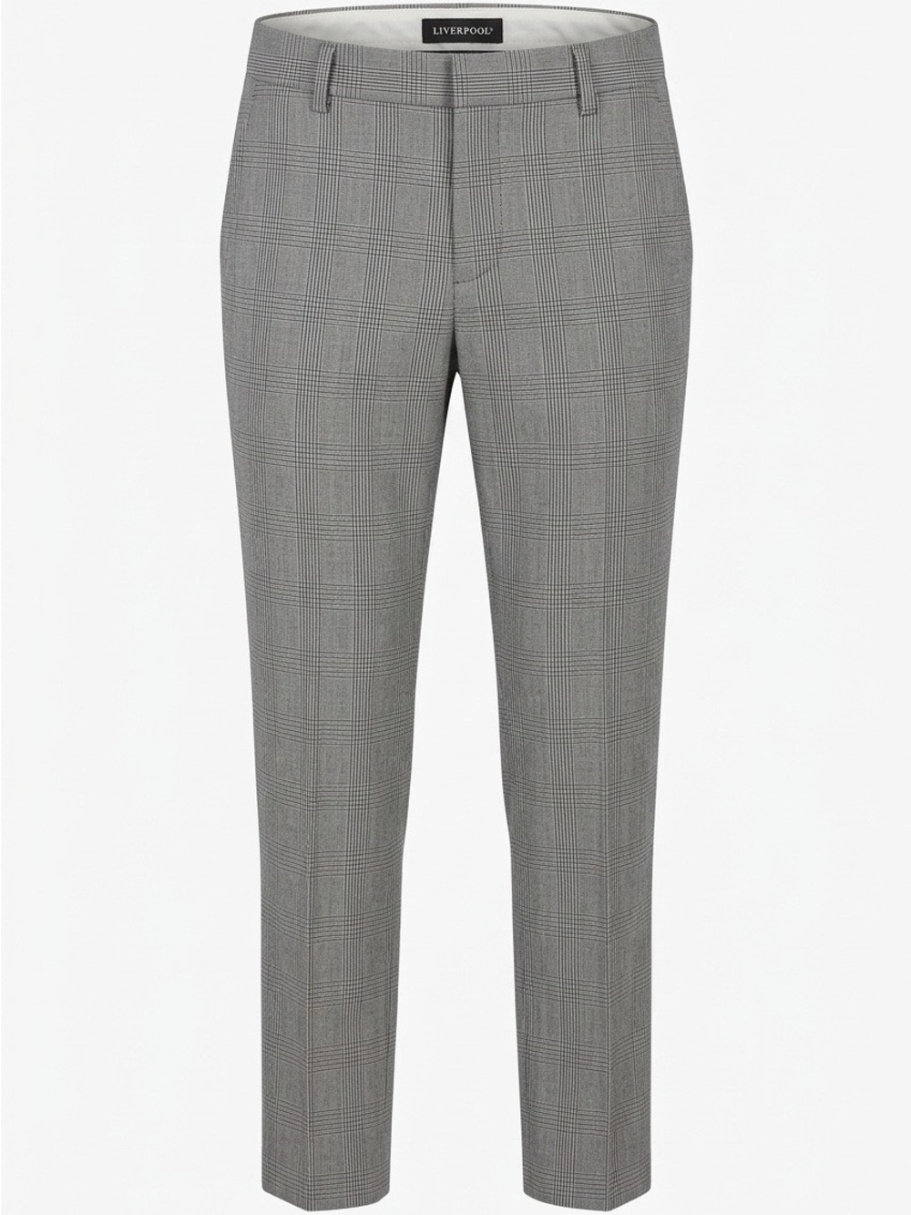 Liverpool Grey Glen Plaid Tailored Trousers